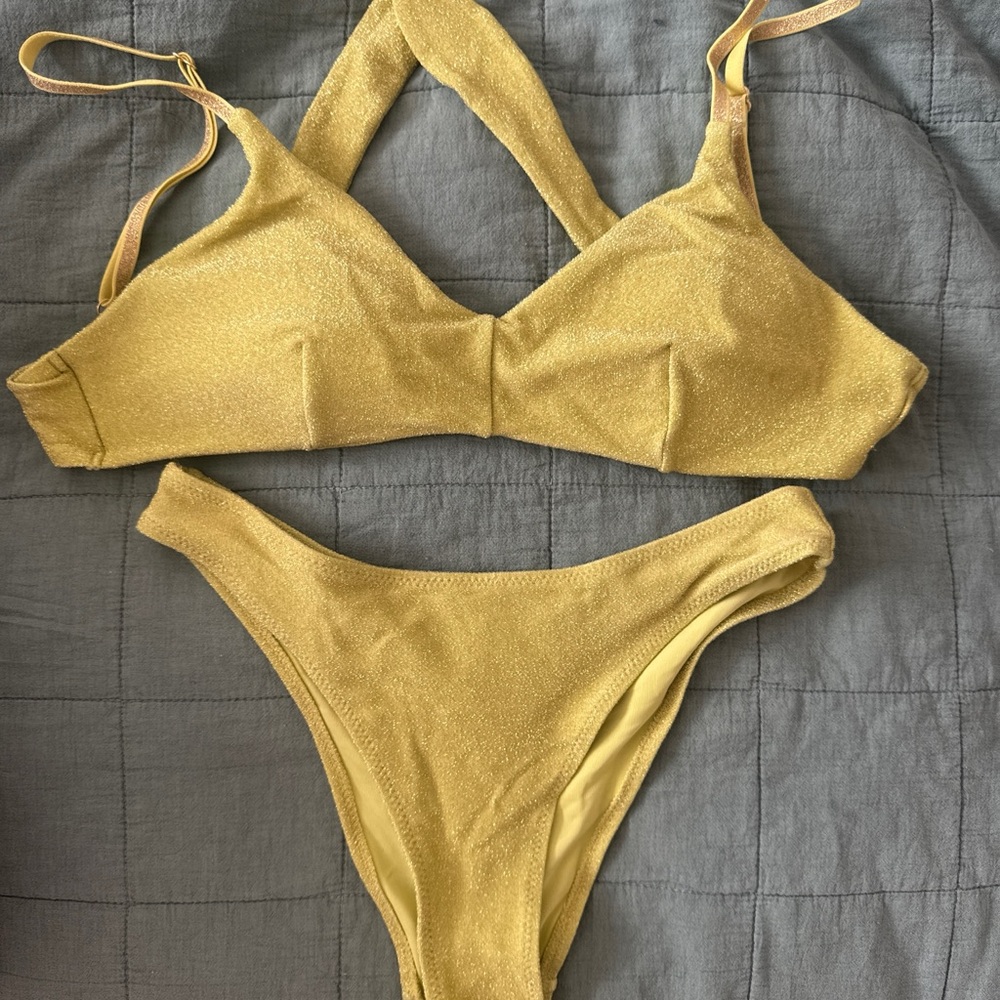 H&M Shimmering Yellow Bikini Set